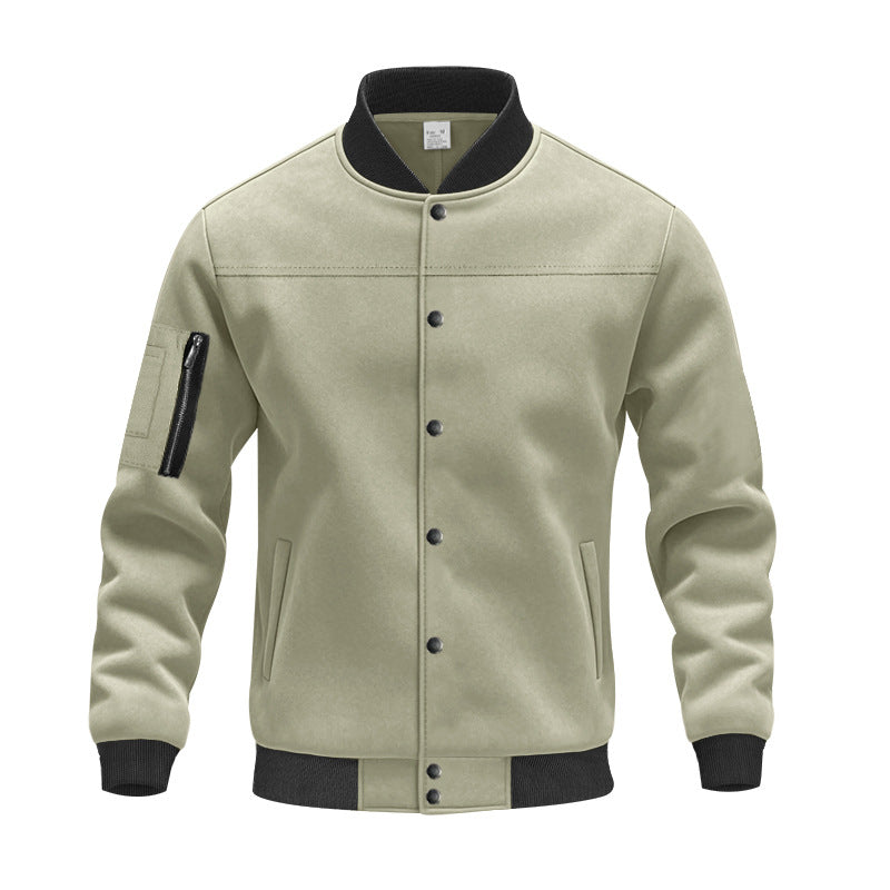 Herren Varsity-Bomberjacke mit Druckknopfverschluss, Ärmeltasche und gerippten Bündchen Shop Nory