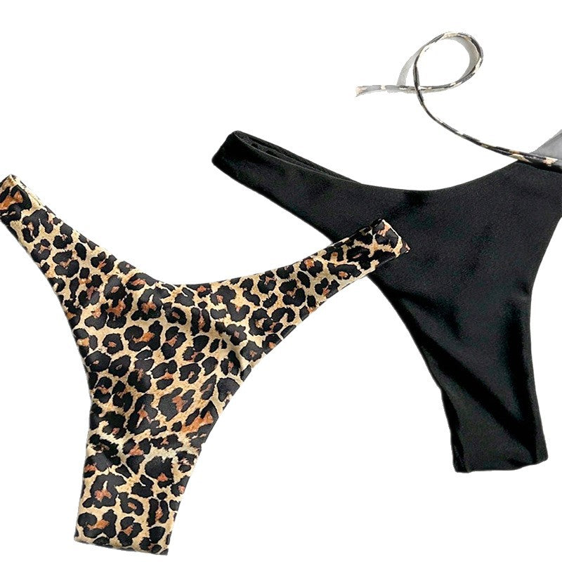 Damen Triangel-Bikini mit verspieltem Leopardenmuster und modischen Trägern