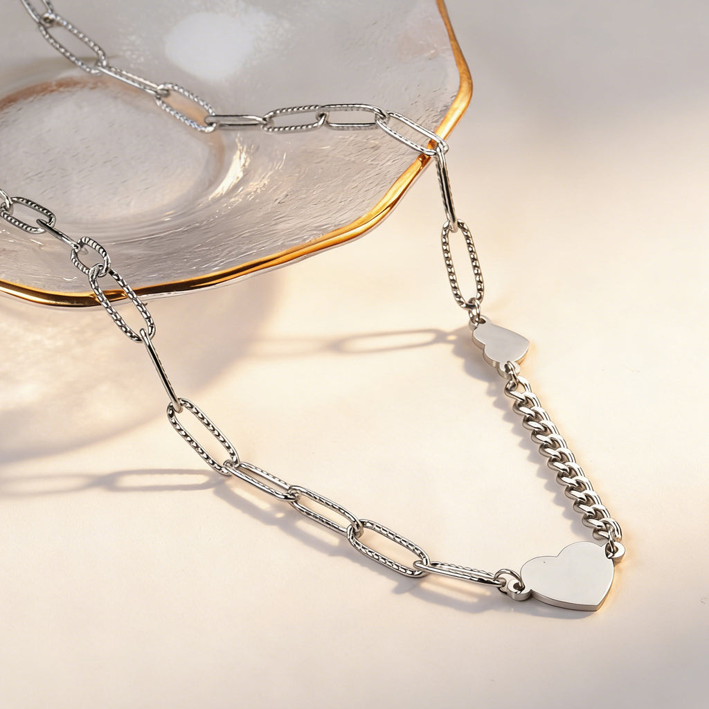 Damen Halskette mit Herzanhänger und verstellbarem Gliederdesign Shop Nory