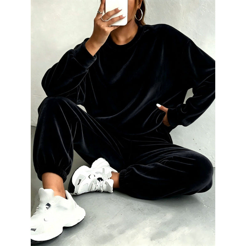Damen Kuscheliges Velours-Lounge-Set mit Oversize-Sweatshirt und Joggerhose Shop Nory