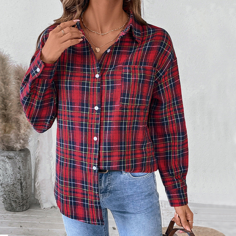 Damen Oversize-Karo-Hemdbluse aus weichem Flanell mit Brusttasche und verlängertem Rückenteil Shop Nory