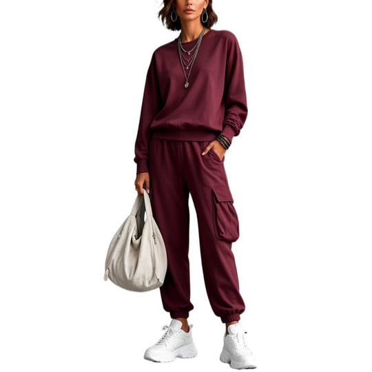 Damen Lounge-Set mit Rundhals-Sweatshirt und Cargo-Jogger aus French-Terry Shop Nory