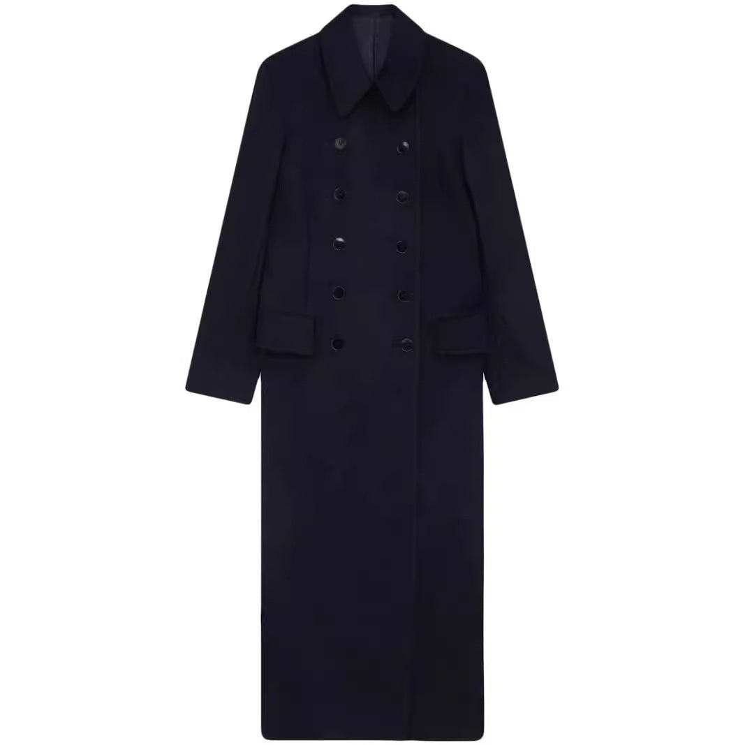 Damen Maximal langer doppelreihiger Wollmantel mit weitem Oversize-Schnitt Shop Nory