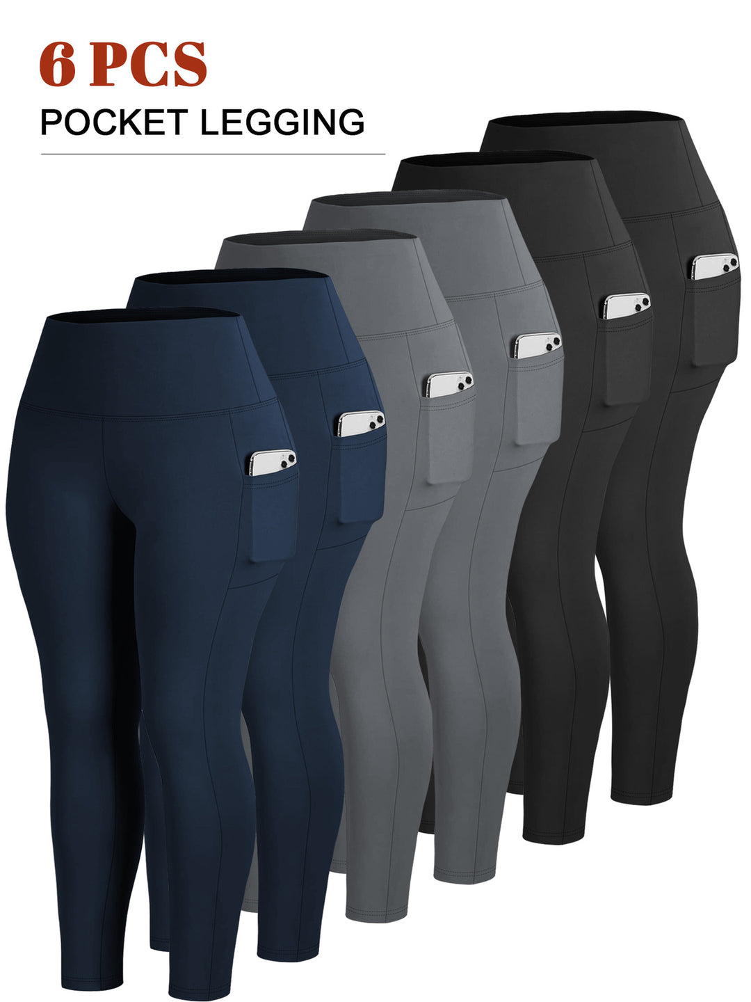 Damen Knöchelhohe Sportleggings mit hohem Bund und seitlicher Smartphone-Tasche Shopy Nory