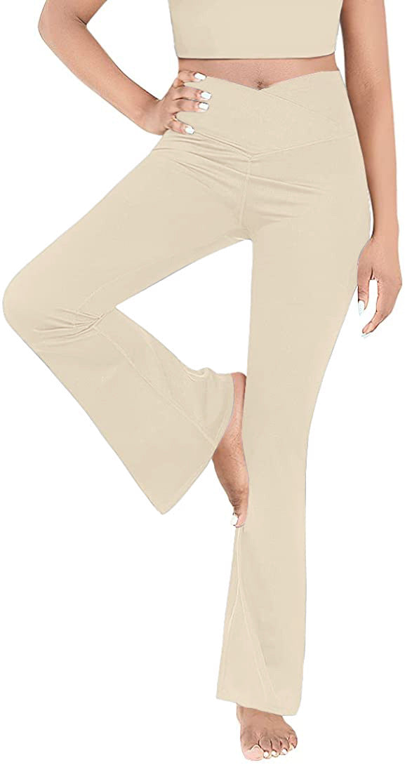 Damen Bootcut Yoga-Hose aus elastischem Material mit hohem Bund Shopnory