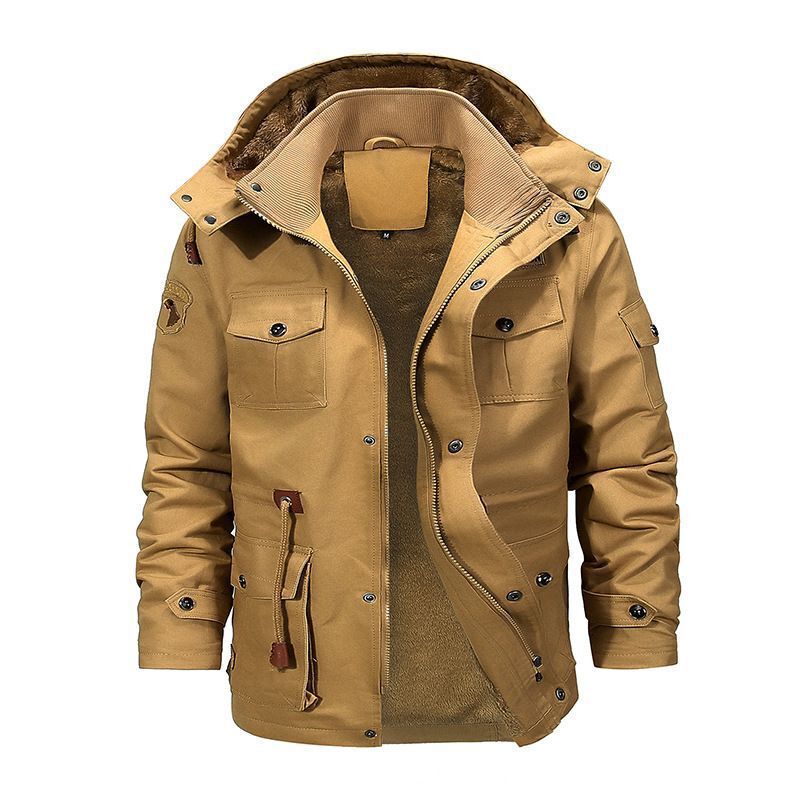 Herren Multifunktionaler Canvas-Zwischenlagenparka mit Teddyfleece-Innenlage und Utility-Taschen Shop Nory