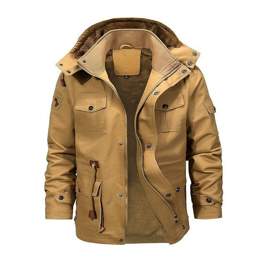 Herren Multifunktionaler Canvas-Zwischenlagenparka mit Teddyfleece-Innenlage und Utility-Taschen Shop Nory
