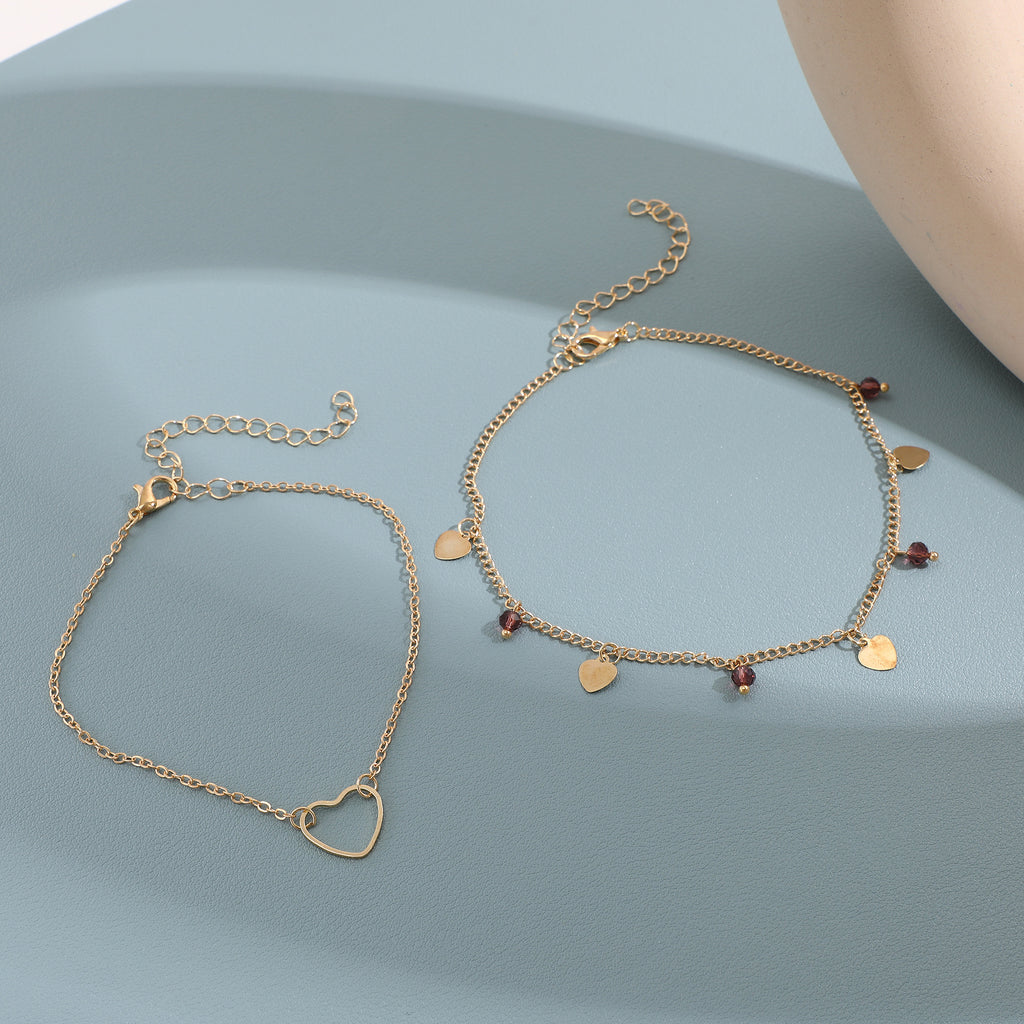 Damen Fußkettchen mit herzförmigem Anhänger und funkelnden Akzenten Shop Nory
