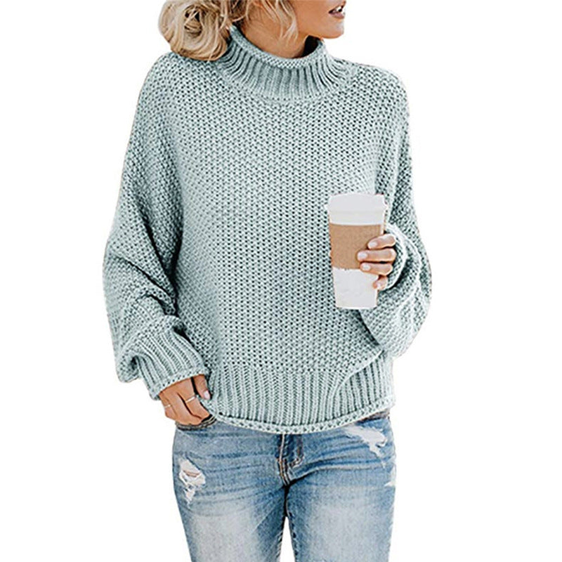 Damen Gemütlicher Pullover mit hohem Kragen und strukturierter Maschenoptik