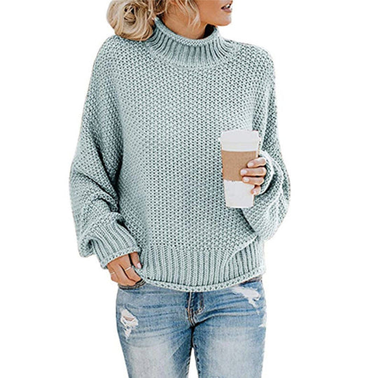 Damen Gemütlicher Pullover mit hohem Kragen und strukturierter Maschenoptik