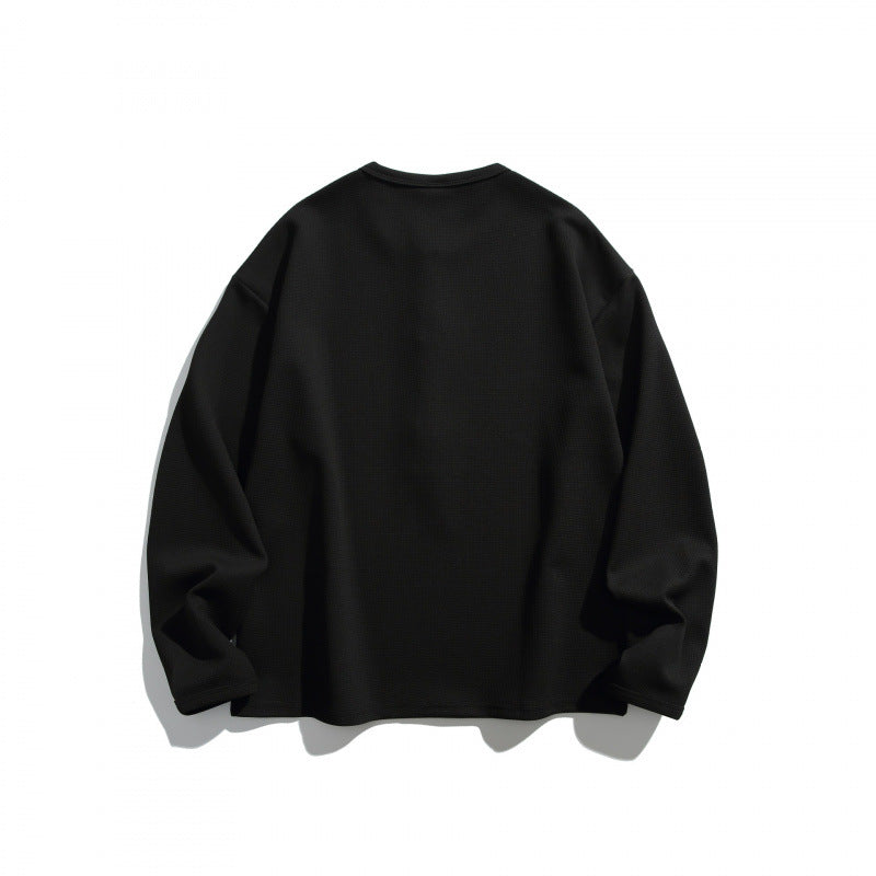 Unisex Waffelstruktur-Henleyshirt mit Knopfleiste und Oversize-Schnitt Shop Nory