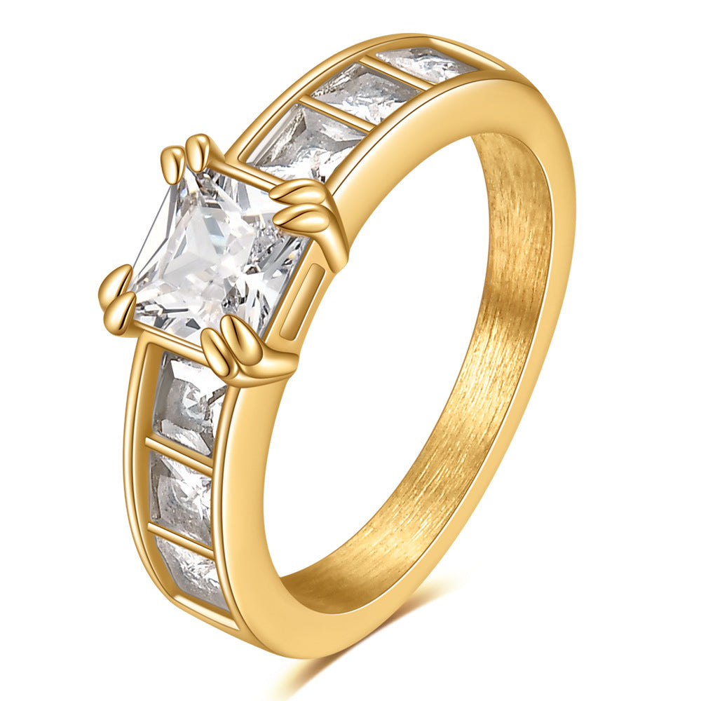 Damen Ring mit funkelndem, quadratischem Zirkonia-Besatz und elegantem Design Shop Nory