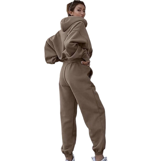 Damen lässiges Oversize-Kapuzen-Sweatset mit Cropped-Hoodie und Highwaist-Jogginghose Shop Nory