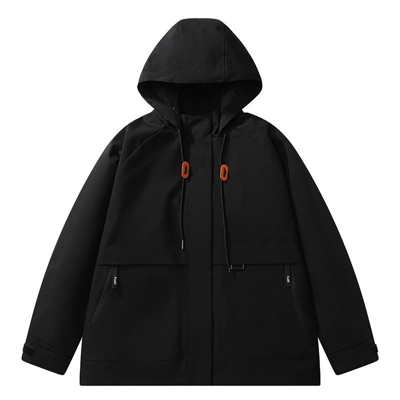 Unisex leichte wind- und wasserabweisende Kapuzenjacke im minimalistischen Utility-Stil Shop Nory