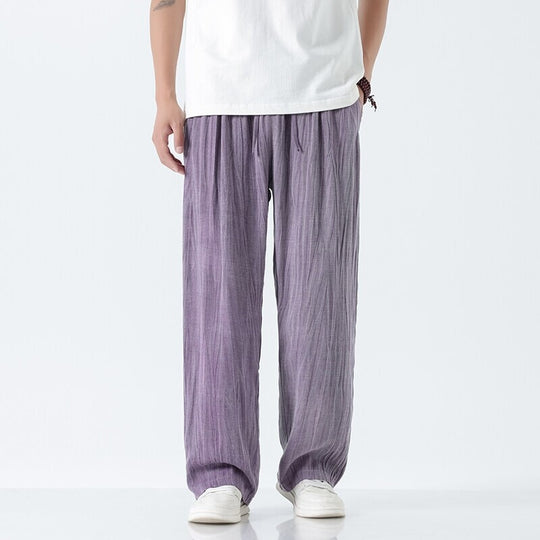 Herren weite Leinenhose mit verstellbarem Tunnelzugbund, lässiger Bundfaltenoptik und seitlichen Eingrifftaschen Shop Nory