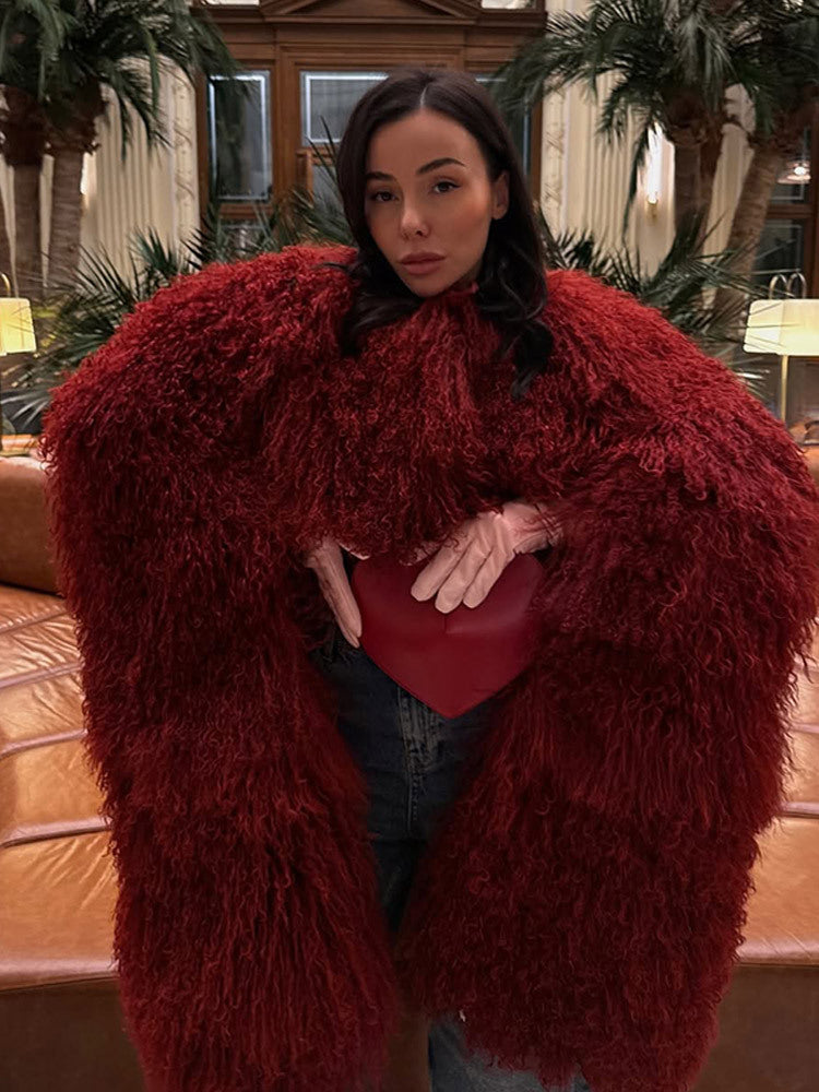 Damen Extravaganter Oversize-Fauxfur-Mantel mit langfloriger Lockenstruktur Shop Nory