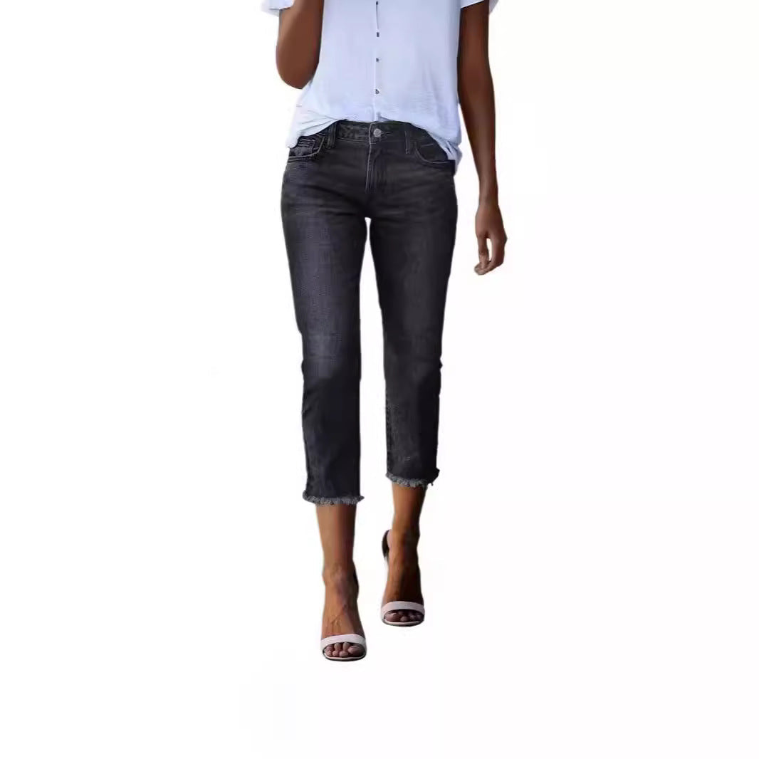 Damen zeitlose Jeans im modernen Schnitt mit cropped Bein