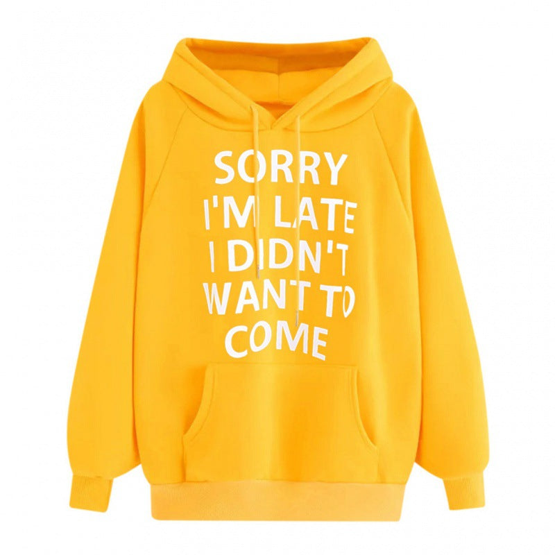 Damen Lockere Kapuzenpullover mit Statement-Print, Kängurutasche und Raglanärmeln Shop Nory
