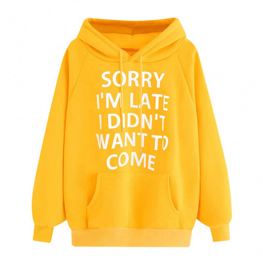 Damen Lockere Kapuzenpullover mit Statement-Print, Kängurutasche und Raglanärmeln Shop Nory