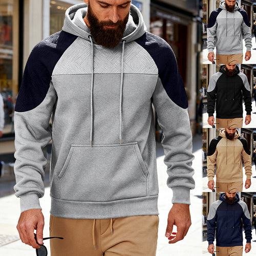 Herren Kapuzenpullover mit texturierter Schulterpasse, Kängurutasche und Raglanärmeln Shop Nory