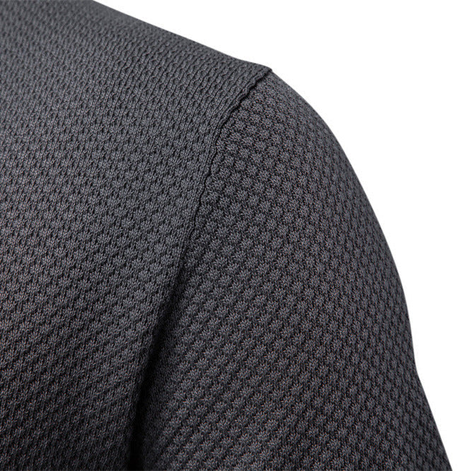 Herren nan strukturiertes Feinstrickpoloshirt mit offenem Reverskragen