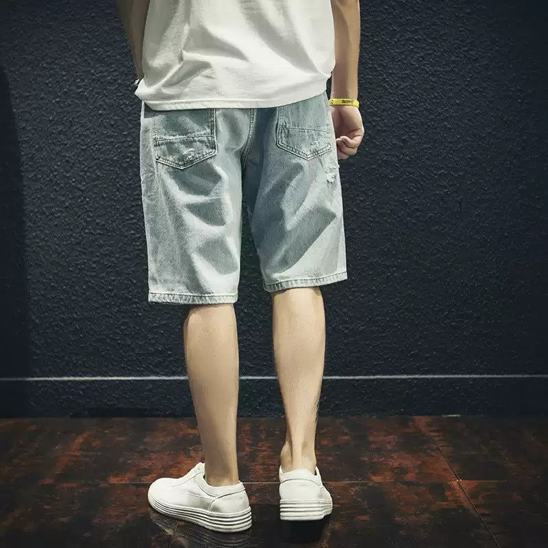 Herren lässige Destroyed Denim-Shorts mit modernen Details und bequemer Passform