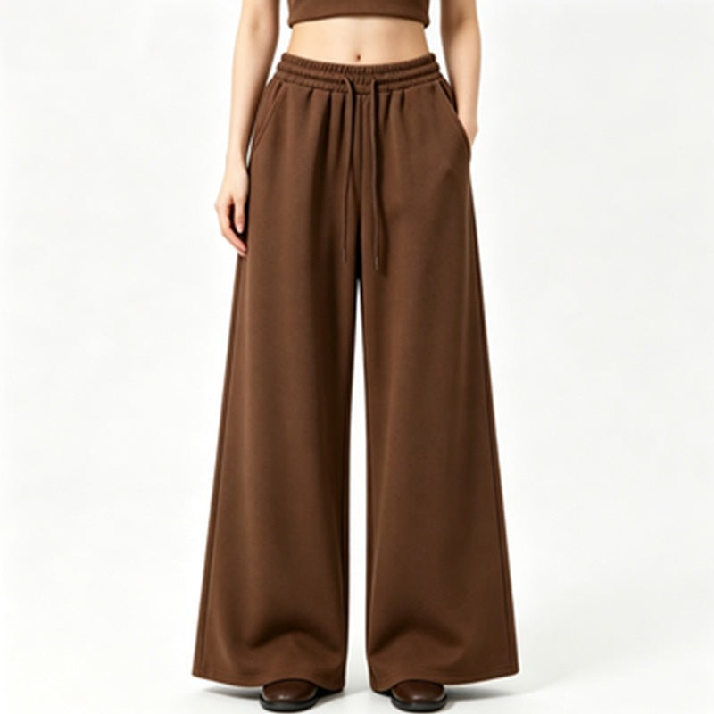 Damen nan weite High-Waist Loungehose mit elastischem Bund, Kordelzug und fließendem Jersey Shop Nory