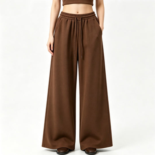 Damen nan weite High-Waist Loungehose mit elastischem Bund, Kordelzug und fließendem Jersey Shop Nory