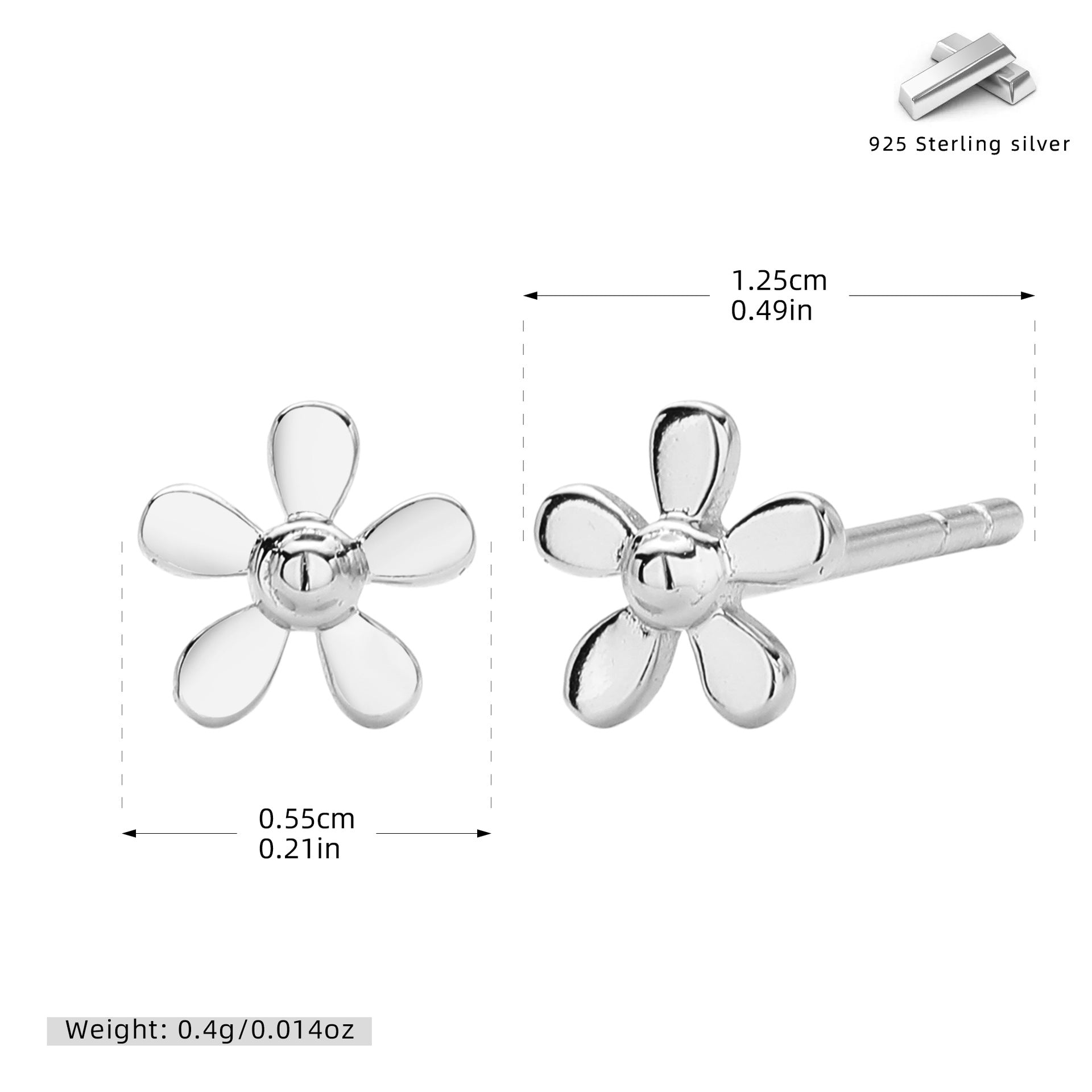 Damen Ohrstecker im floralen Design aus hochwertigem 925 Sterling Silber Shop Nory