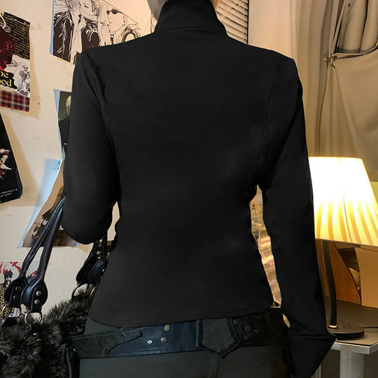 Damen nan taillierte Utility‑Militärjacke mit Stehkragen, Schulterpatten und aufgesetzten Pattentaschen Shop Nory