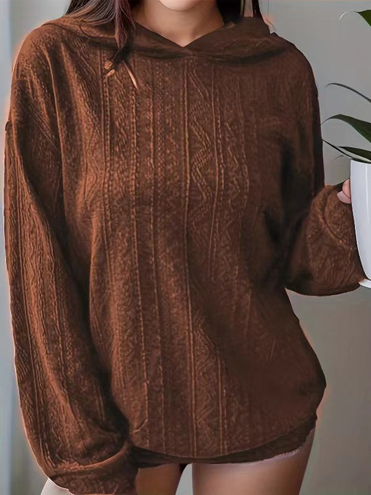 Damen Oversize Kapuzenpullover mit strukturierter Wellenoptik und Kängurutasche Shop Nory