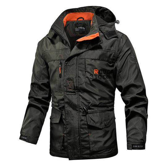 Herren Utility-Parka mit Kapuze, multifunktionalen Taschen und Taillen-Kordelzug Shop Nory