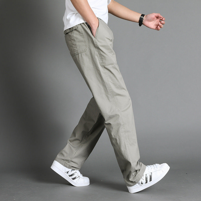 Herren Lässige Canvas-Chinohose mit elastischem Tunnelzugbund, aufgesetzten Taschen & geradem Bein Shop Nory