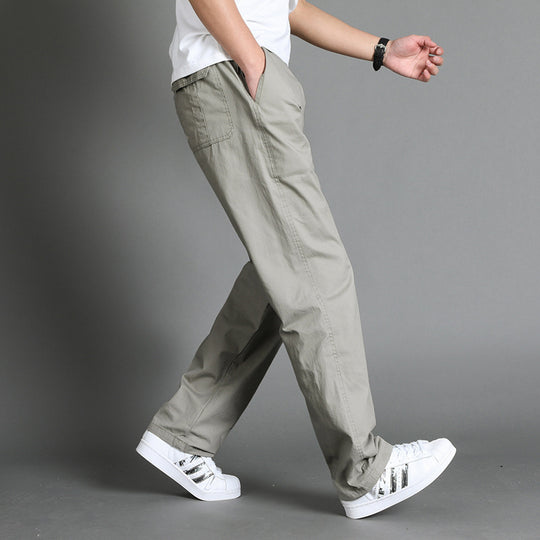 Herren Lässige Canvas-Chinohose mit elastischem Tunnelzugbund, aufgesetzten Taschen & geradem Bein Shop Nory