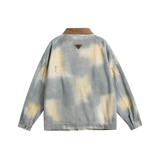 Herren Oversize-Jeansblouson mit Cordkragen und Batik‑Effekt Shop Nory