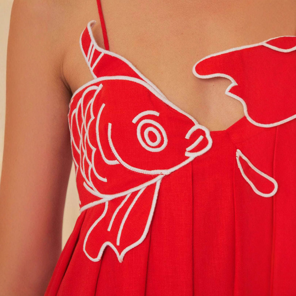 Damen Maxikleid mit kreativem Fischdesign