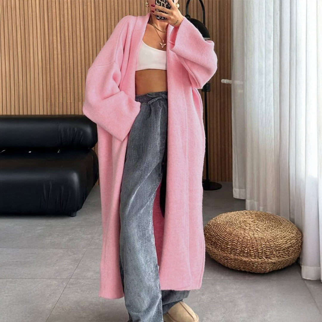 Damen nan extra-langer Oversize-Strickmantel mit offenem Schnitt, weiten Ärmeln und Kimonokragen Shop Nory