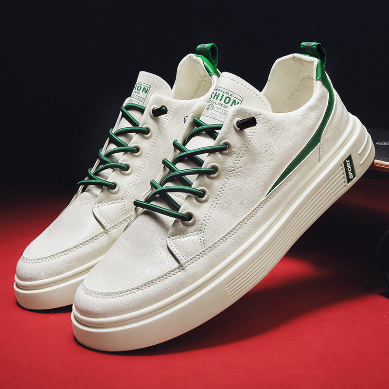 Herren Urbaner Casual-Ledersneaker mit dicker geriffelter Plateausohle und gepolsterter Zunge Shopy Nory