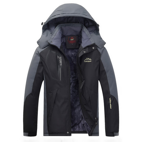 Herren wasserabweisende Outdoorjacke mit Teddyfleece-Innenlage, verstellbarer Kapuze und Multifunktions-Taschen Shop Nory
