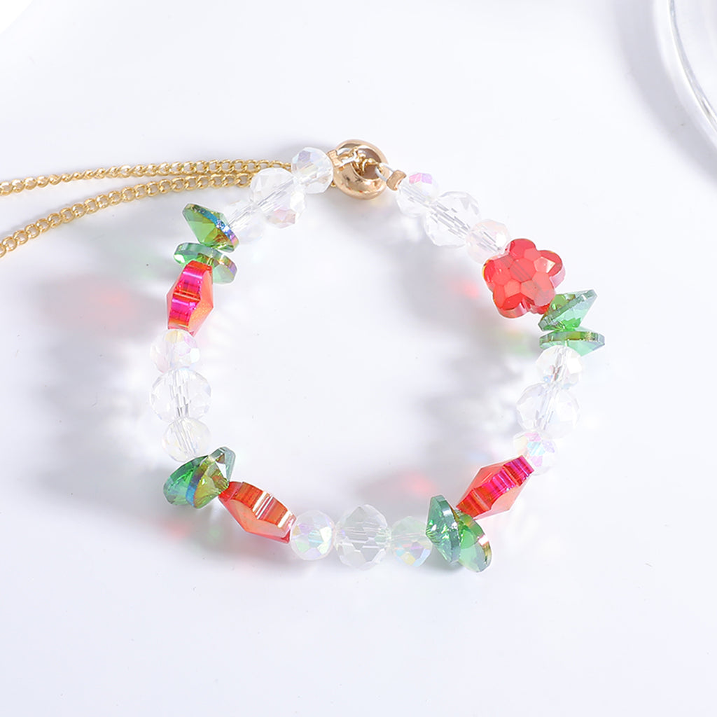 Damen Halskette mit funkelnden Kristallperlen und floralen Akzenten Shop Nory