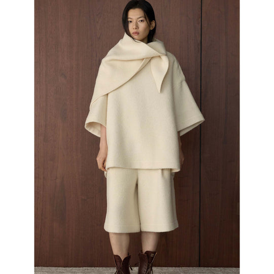 Damen Cape-Poncho aus Wollmix mit überlappendem Loop-Kragen Shop Nory
