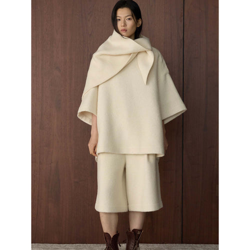 Damen Cape-Poncho aus Wollmix mit überlappendem Loop-Kragen Shop Nory