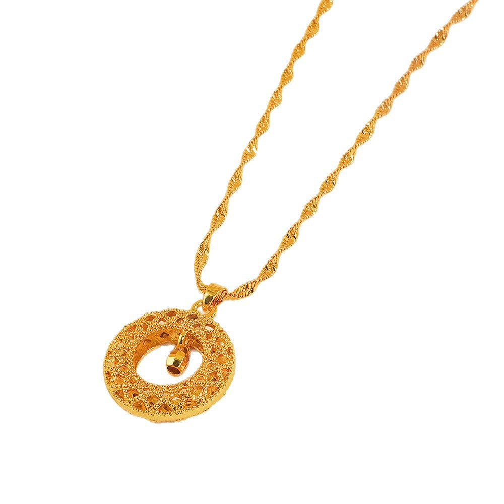 Damen Intricate Hollow Circle Anhänger Halskette Shop Nory