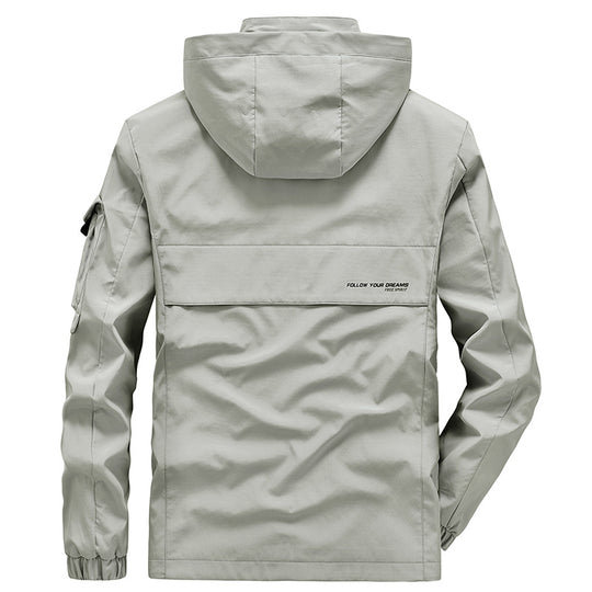 Herren Leichte Multifunktions-Outdoor-Windjacke mit Kapuze und Ärmel‑Tasche Shop Nory