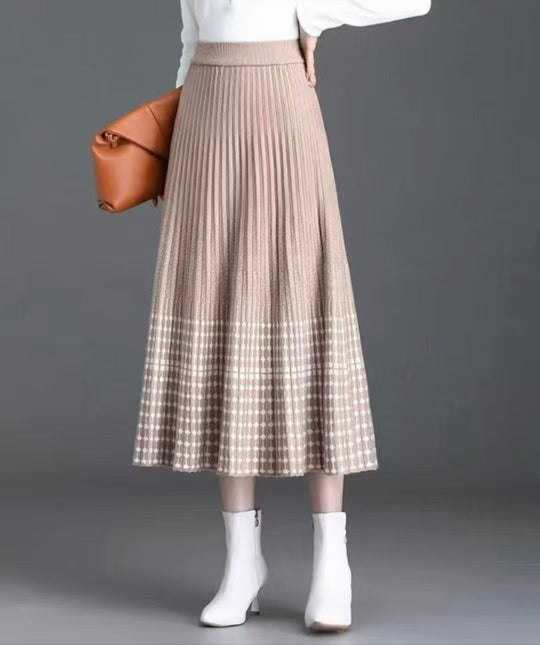 Damen Plissierter Maxirock mit eleganten Muster Shop Nory