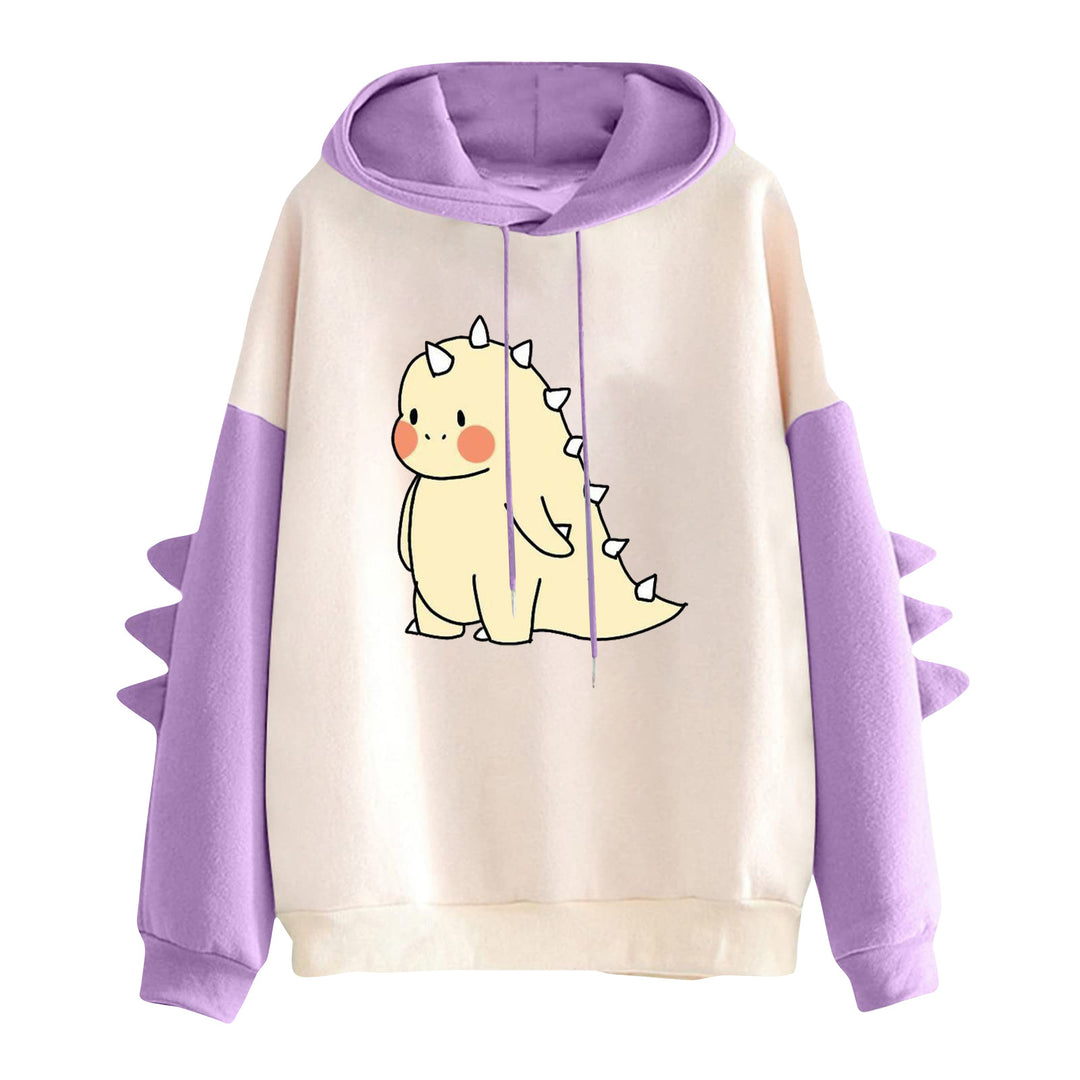 Damen nan Kapuzenpullover mit niedlichem Dinosaurier-Print und dreidimensionalen Ärmeldetails Shop Nory
