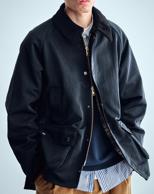Herren Utility-Fieldjacke aus gewachstem Baumwollmix mit Cordkragen Shop Nory