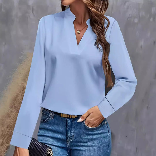 Damen Bluse mit Stehkragen und langen Ärmeln
