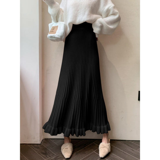 Damen Eleganter Plisseerock mit Volants Shop Nory