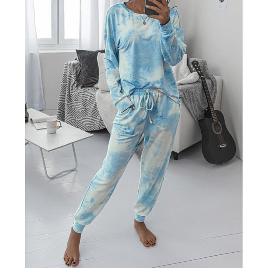 Damen Lässiger Tie-Dye Lounge-Jumpsuit mit Kordelzug und Eingrifftaschen Shop Nory